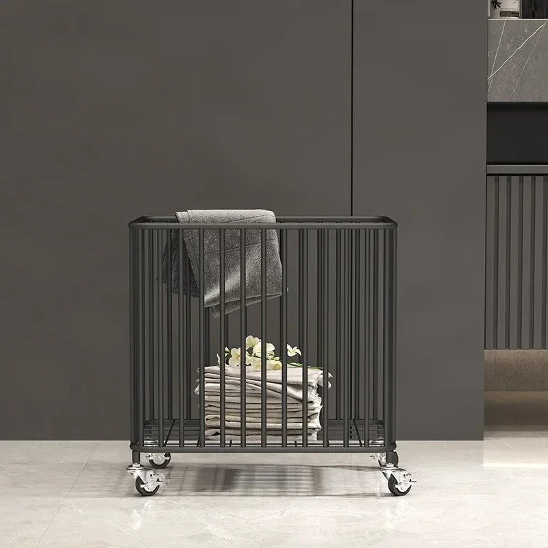 Durable Laundry Basket New Nordic Luxury Dirty Clothes Storage Gold Iron Baskets Multi-functional With Wheels Mobile Organizer