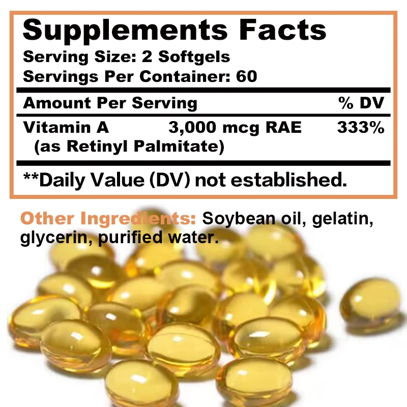 Vitamin A Capsules 10000IU - Supports Healthy Skin and Eyes, Antioxidant, Protect Your Eyesight