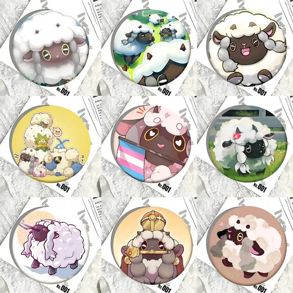 Wooloo Cute Sheep Cartoon P-Pokemon Badges Round Badge Tinplate Coin Brooch Clothing Backpack Accessories Lapel Pin