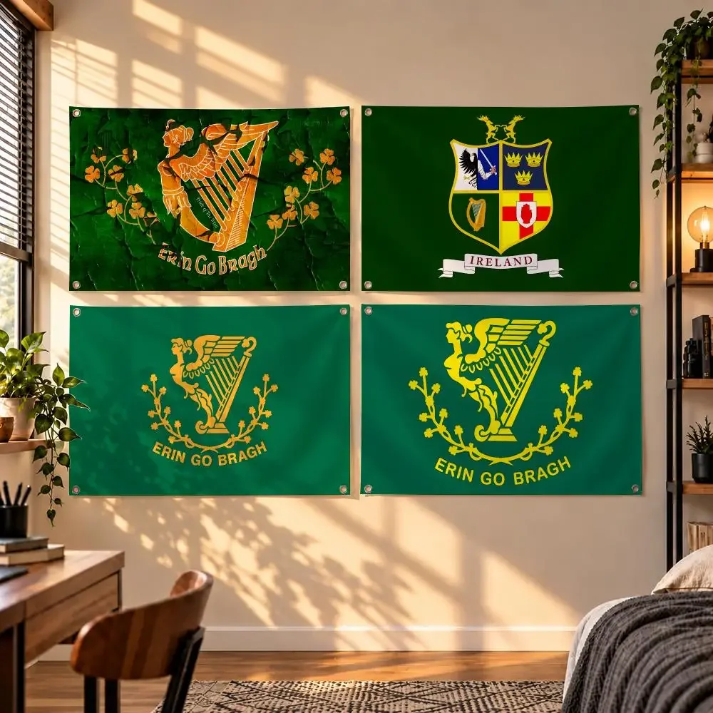 Ireland Flag Irish Harp Erin Go Bragh Flags Indoor Outdoor Wall Hanging Flag Decor Banner Wall Decor