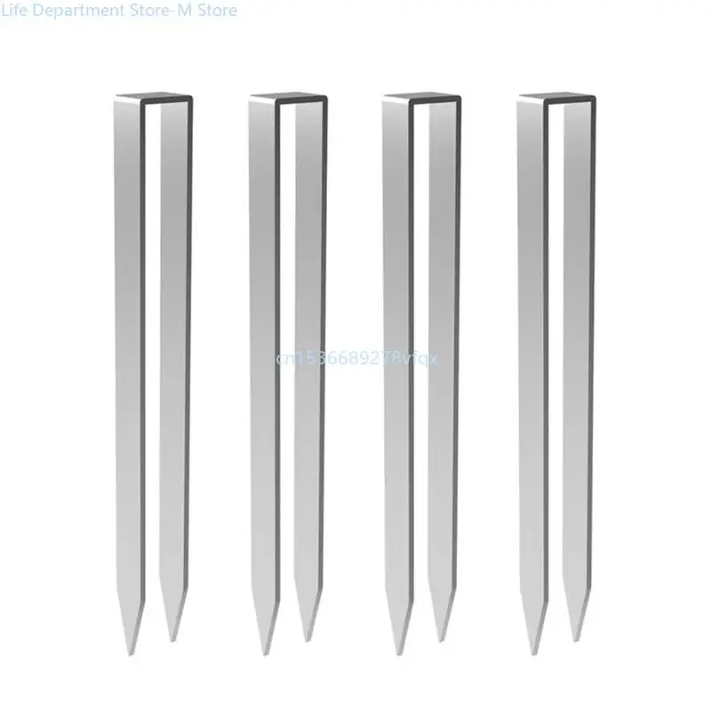 

4Pcs Ground Stakes Anchors Garden Staple Steel Tent Nails Metal Ground Rebars