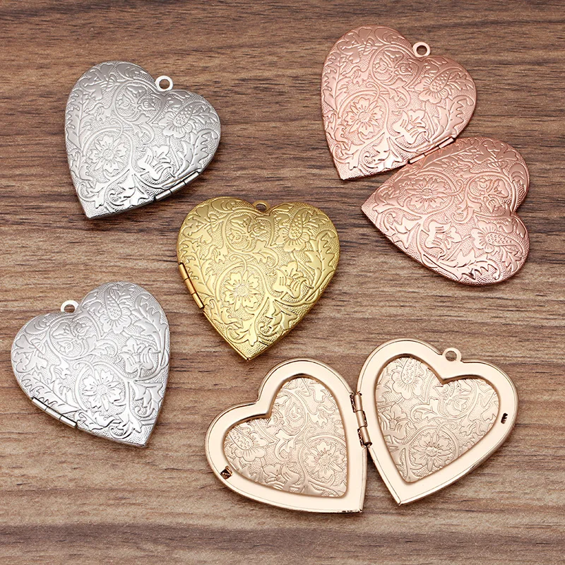 

10pcs/Lot Big Heart Photo Frame Locket Charms Vintage Frame Lockets Copper Pendants DIY Jewelry Making Accessories Wholesale