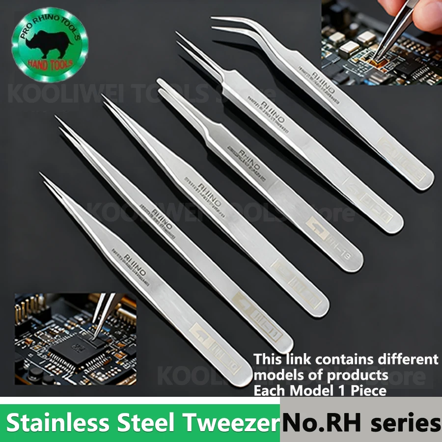Japan RHINO Precision Stainless Tweezer Super Hard Sharp for Repairing Watches or Cell Phones Holding Small Object No.RH Series