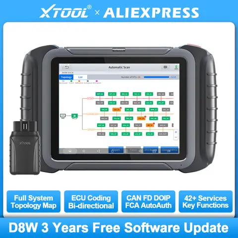 XTOOL D8W WIFI D8BT Bluetooth All Car Diagnostic Tools Bi-Directional Scan Tool ECU Coding CAN FD DOIP Topology Map 42+ Services