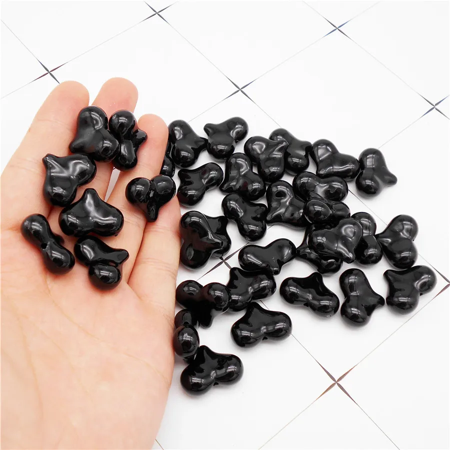 20PCS Plastic Heart Beads Black Heart Shape Spacer Bead Bracelet Jewelry Making Handmade Accessory