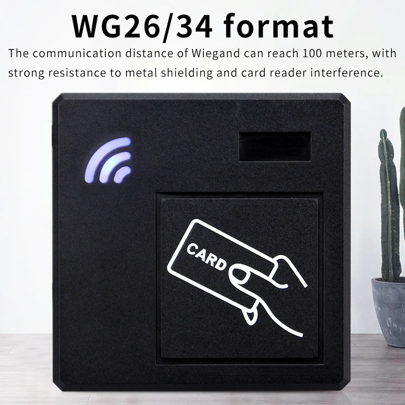 125Khz ID Access Card Reader ABS Material Outdoor Waterproof Wiegand 26/34 Format 13.56Mhz IC NFC Card Reader for Smart Cards