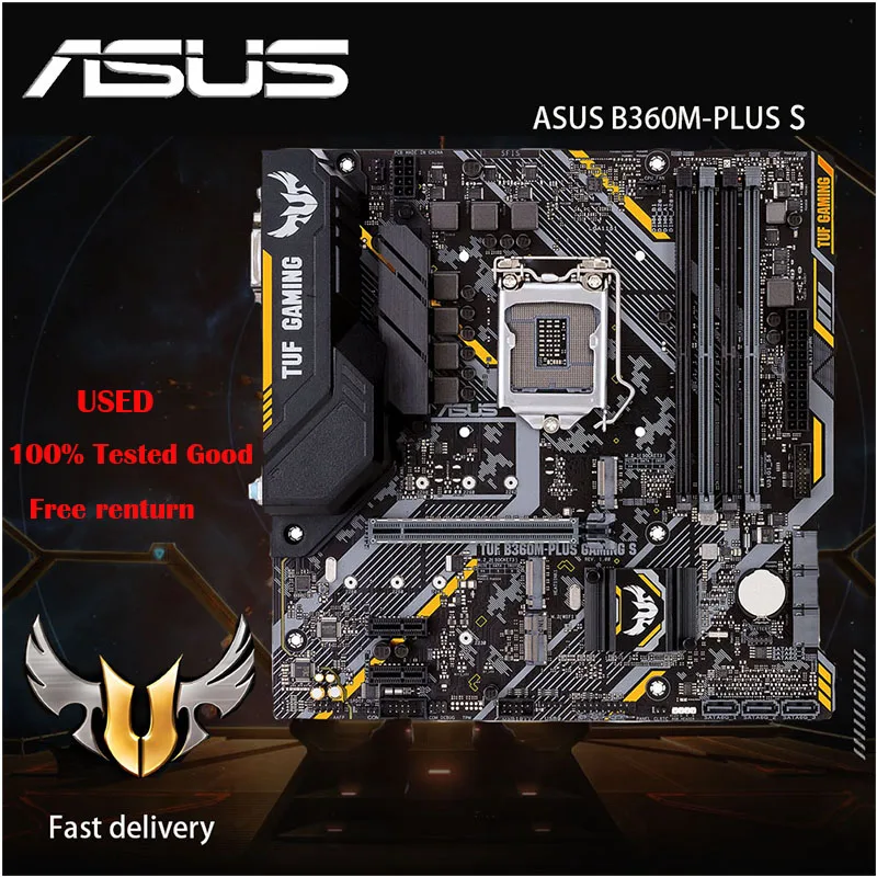 

Used ASUS B360M-PLUS GAMING S Motherboard Intel LGA1151 B360 Chipset DIMM DDR4 Support i7 8700 8700K 8500 CPU