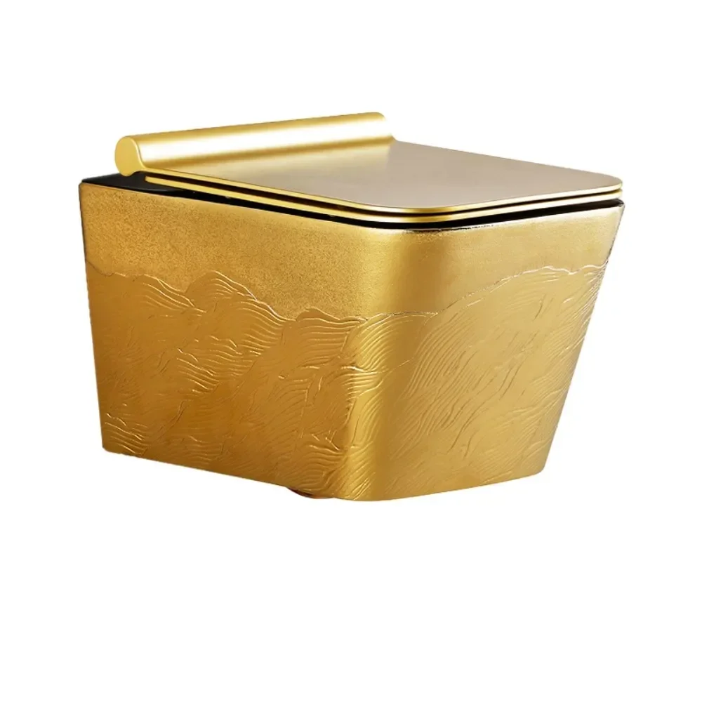 Mid East South America Southeast Asia Wave Gold Black gold-plated Upper-pressing Two-end Type Wall hung toilets