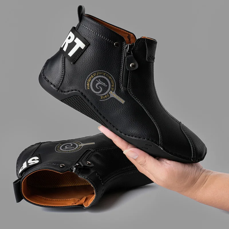 Otoño e Invierno nuevas botas cortas para hombres 2024 zapatos de algodón de fondo plano Retro clásico británico zapatos casuales deportivos de