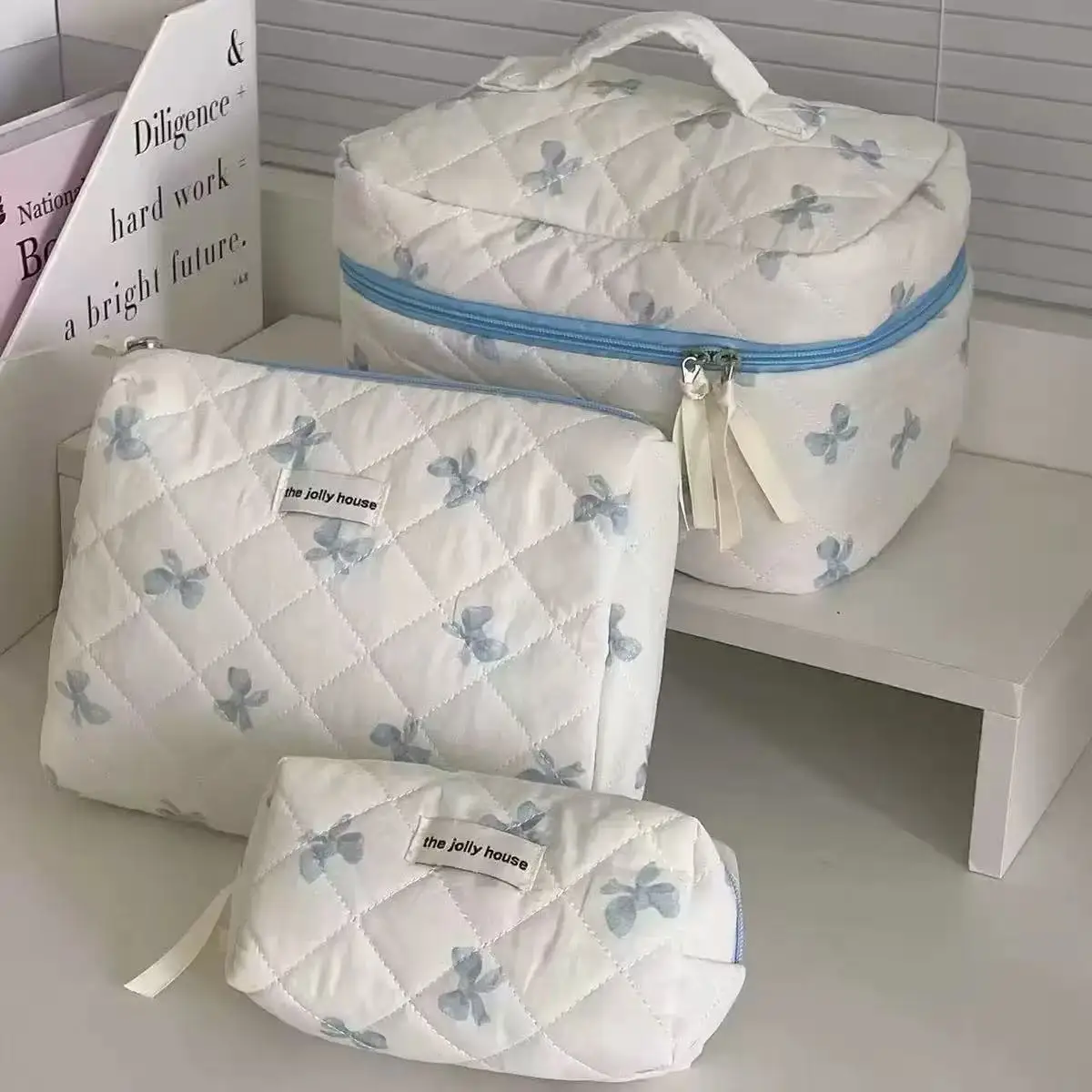 Large Capacity Makeup Bag Bow Print Cosmetics Bag Sundry Storage Bags Organizer for Travel Toiletries neceser Pouch косметичка