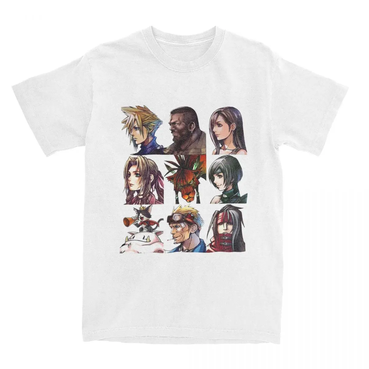 Vintage Final Fantasy Character T-Shirts for Men O Neck 100% Cotton T Shirt Cloud Strife Short Sleeve Tees Printed Clothes