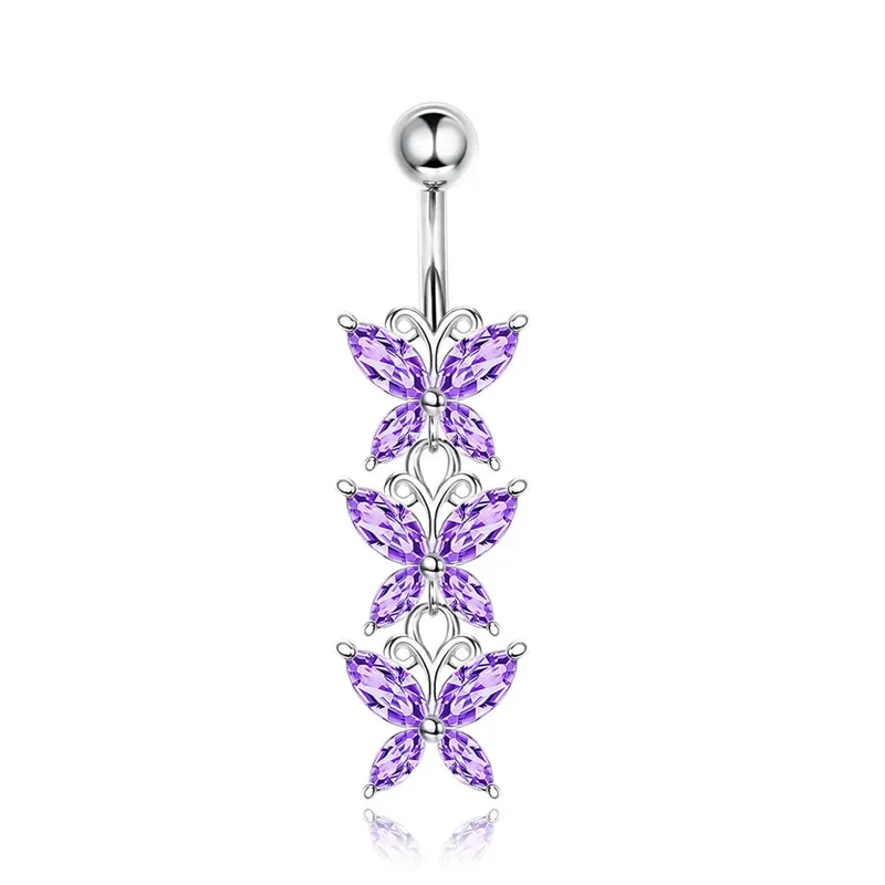 1Pc Fashion Crystal Belly Button Piercing Jewelry For Women Shiny Butterfly Navel Piercing Heart Piercing Nombril Belly Ring