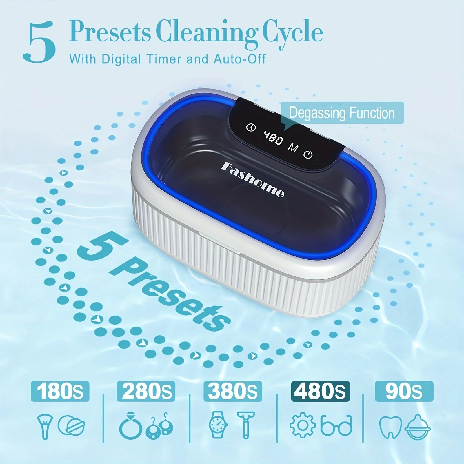 

550ML Jewelry Ultrasonic Cleaner With Digital Timer 45kHz High Frequency Auto-Off Cleaning Machine For Glasses Watches Rings