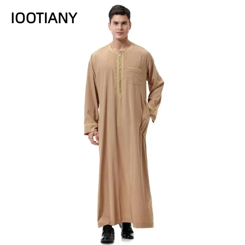 

asdh8@Bear's Den Muslim islamic Clothing Men Jubba Thobe print zipper Kimono Long Robe Saudi Musulman Wear abaya caftan Isla New