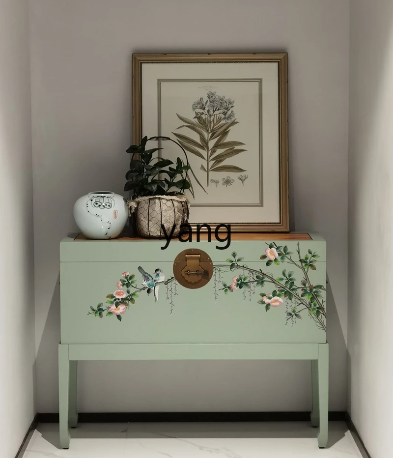 LH new Chinese camphor porch cabinet corridor decorative cabinet solid wood pure hand-painted calligraphy