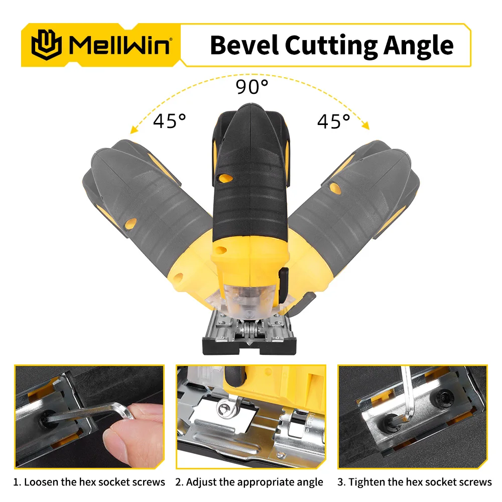 منشار كهربائي MELLWIN 3500 دورة في الدقيقة 31 مع شفرة منحنية لاسلكية أداة نجارة متعددة الوظائف لدبوس بطارية ماكيتا 18 فولت
