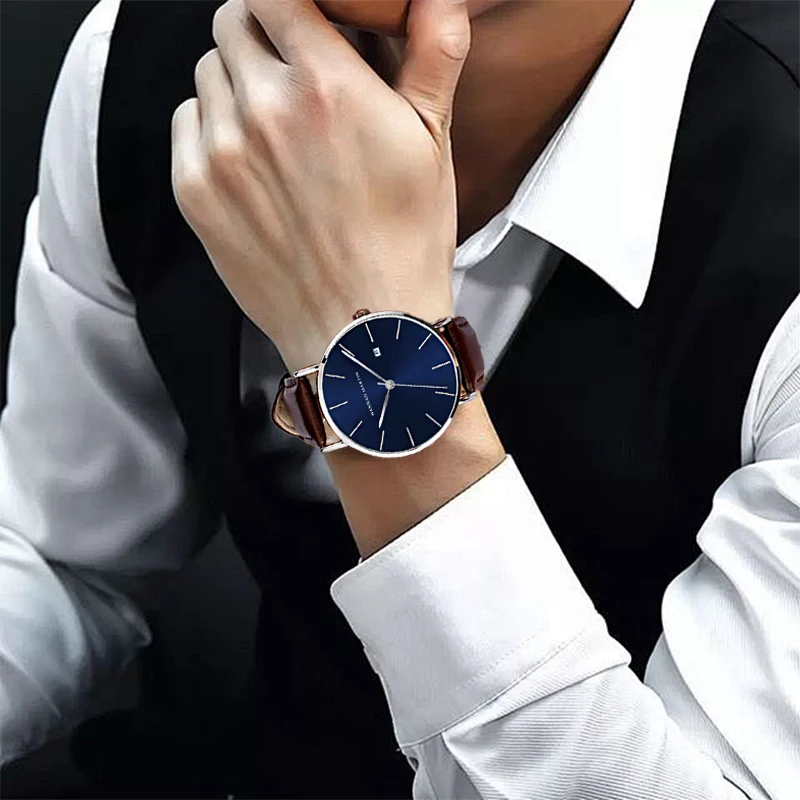 Reloj Hombre Fashion Waterproof Japanese Original Calendar Men’s Quartz Watches High Quality Leather Mens Gifts Daily Wearing