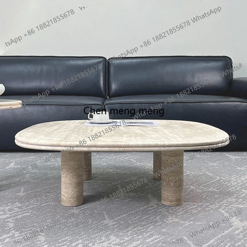 Mesa de centro de travertino Natural Wabi Sand Wind, combinación francesa Retro, sala de estar, mesa de centro para el hogar, Simple