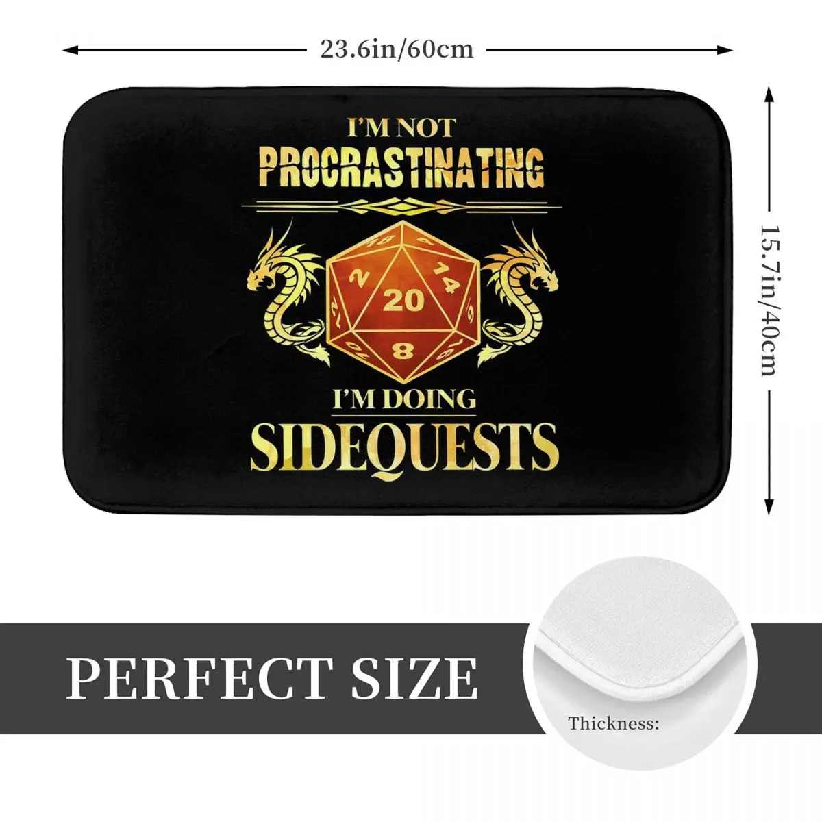 I'm Not Procrastinating I'm Doing Sidequests Dnd Game D20 Rpg Non-slip Doormat Floor Mat Carpet Rug for Kitchen Footpad Mats