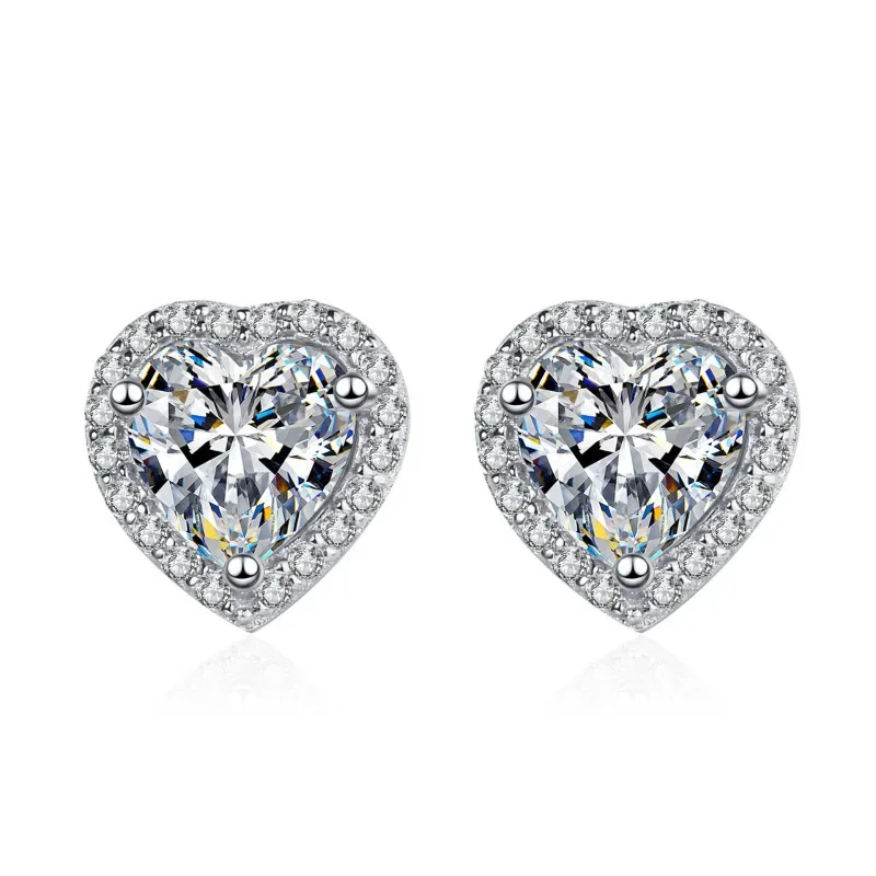 

Platinum PT950 Heart Wedding Earrings Exquisite Sweet Love Earring Women 0.5/1CT Moissanite Diamond Girl Birthday Gift
