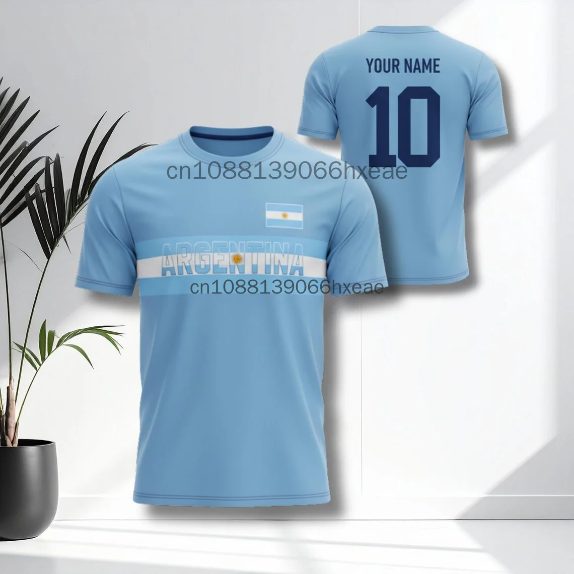 

2026 New Customized Argentine Men's T-shirt Personalized Name Number Shirt Light Blue White Fan Gift T-shirt Men's Edition