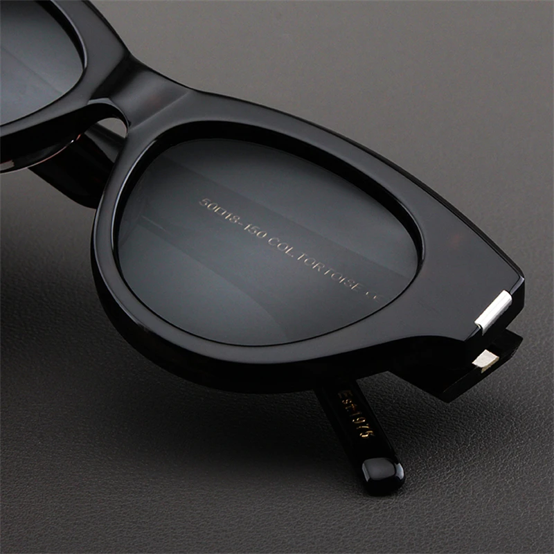 แนวโน้มแฟชั่นหรูหราแว่นตากันแดด Vintage Solid Acetate หนา UV400 Polarized Retro Oval Cat-Eye High Street สไตล์ A + คุณภาพสูง