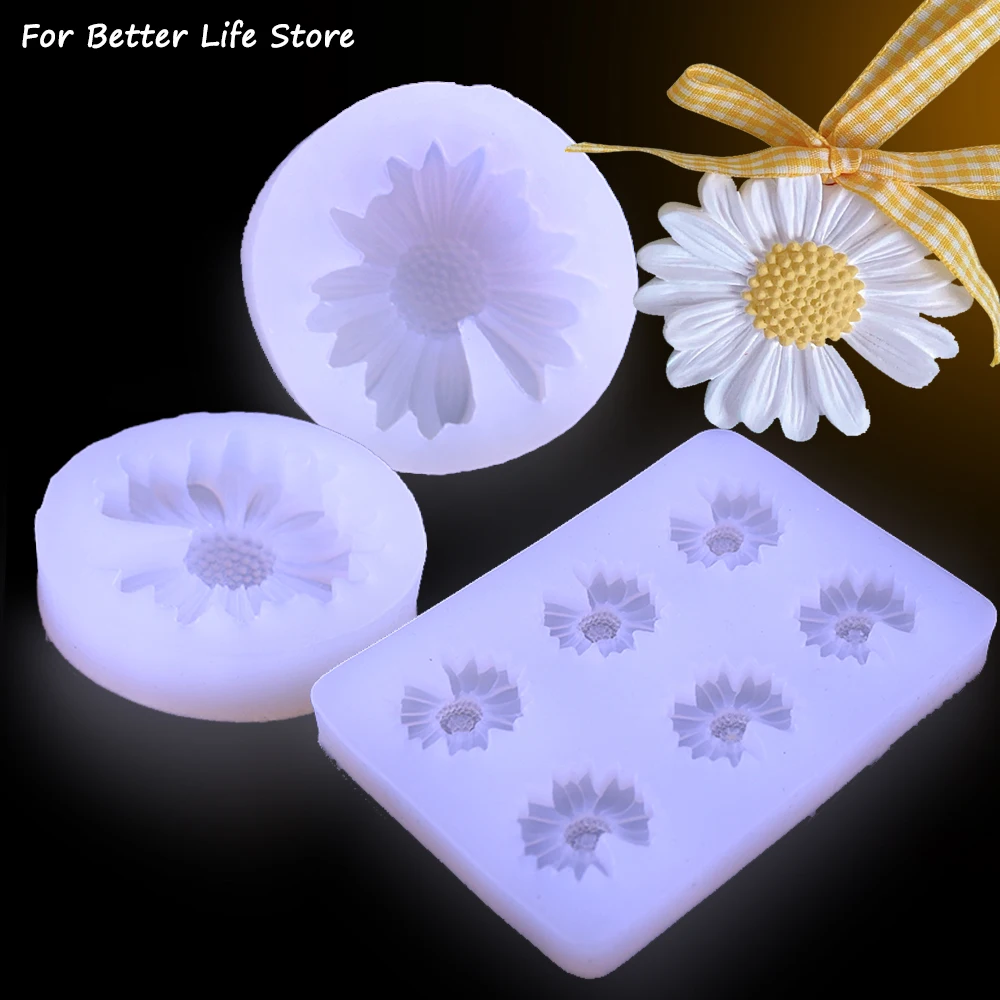 For Better Life 1Pc Transparent 3D Daisy Candle Soft Silicone Mold  For Wax Pendant Mould  Decoration Flower Soap  Aromatherapy