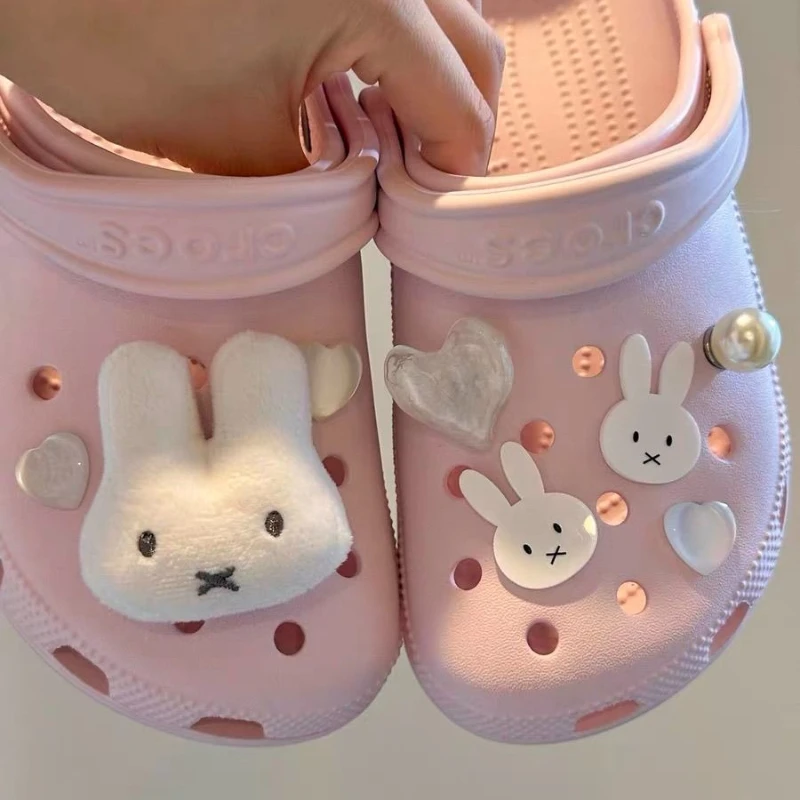 Cartoon Kawaii Miffy Cave Shoes Accessory Part Diy Decorate Detachable Random Collocation Practical Abrasion Resistant Delicate