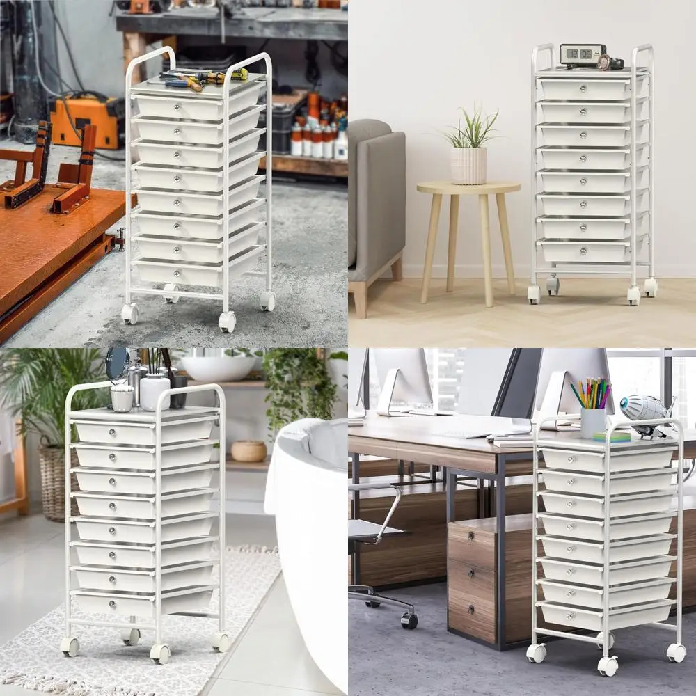 

8-Drawer Rolling Utility Cart, White, Craft & Art Organizer Storage