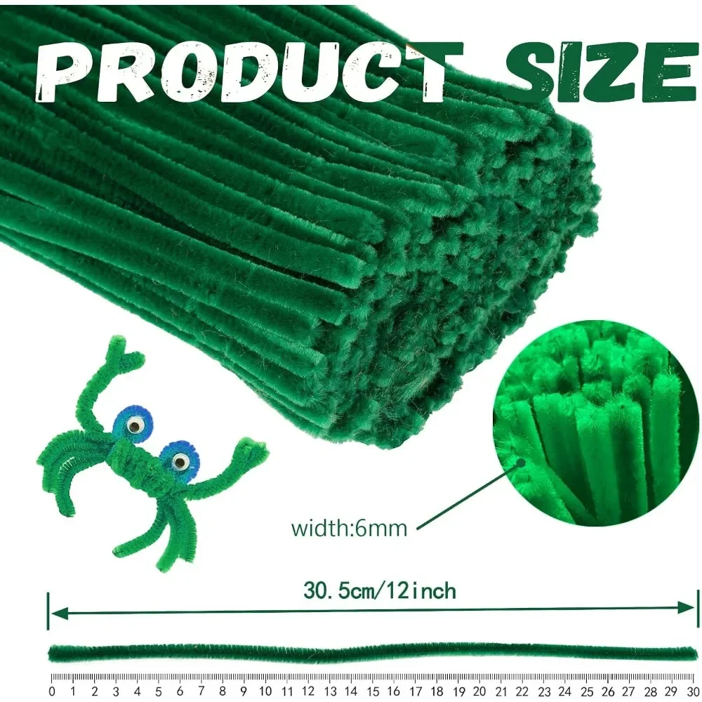 200 fuzzy twist rods, 30cm plush craft wire, suitable for DIY flowers, kids' art projects, and school crafts