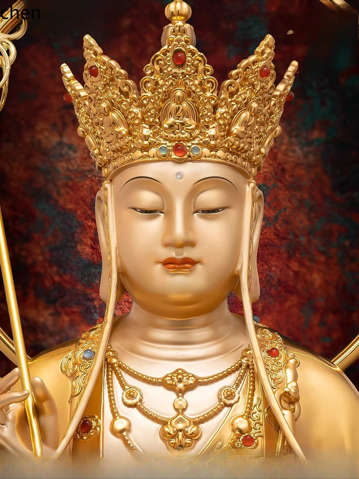 Cz1   ksitigarbha bodhisattva statue bronze statue great vow jiuhua mountain full copper statue jingtong saha three saints