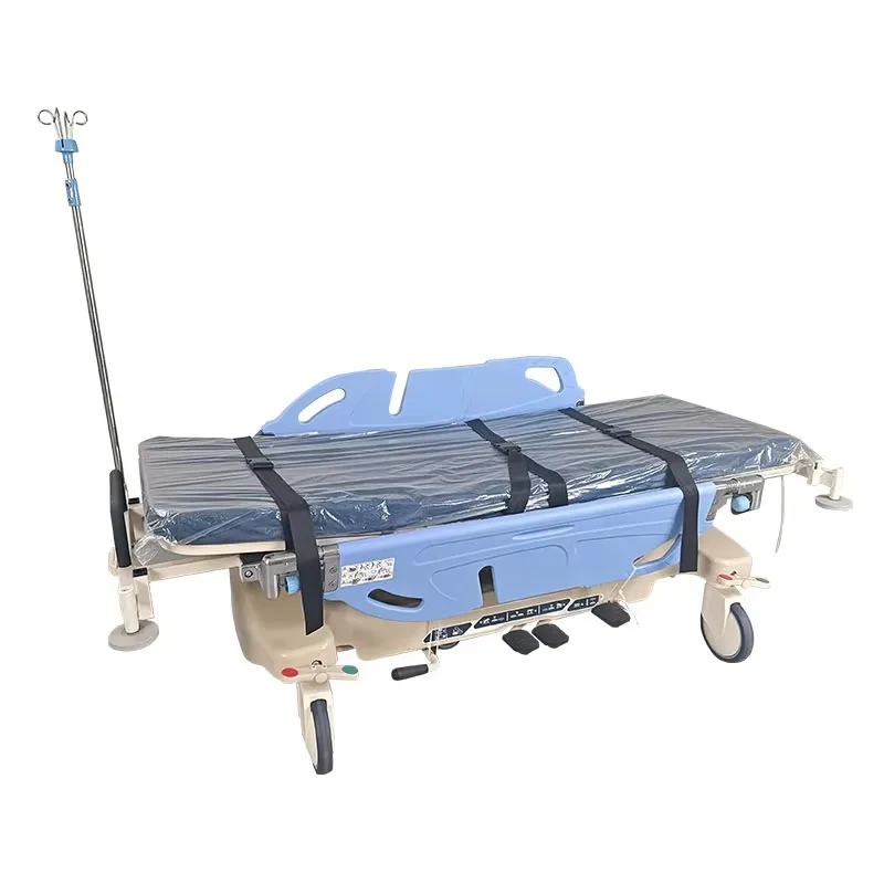 Medical Furniture Stainless Steel Hydraulic Patient Emergency Transfer Hospital Use Ambulance Stretcher Trolley