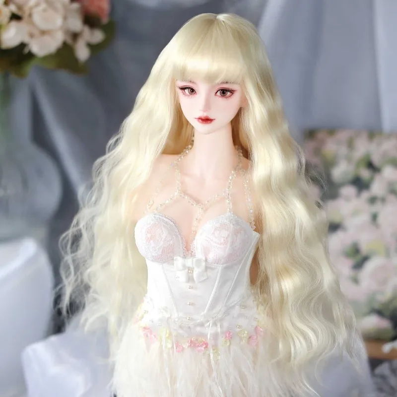 1/3 1/4 1/6 doll Hair BJD doll Wig 2D doll Wig Cover Straight Bangs Colorful Long Hair with Wavy Curls doll Accessories