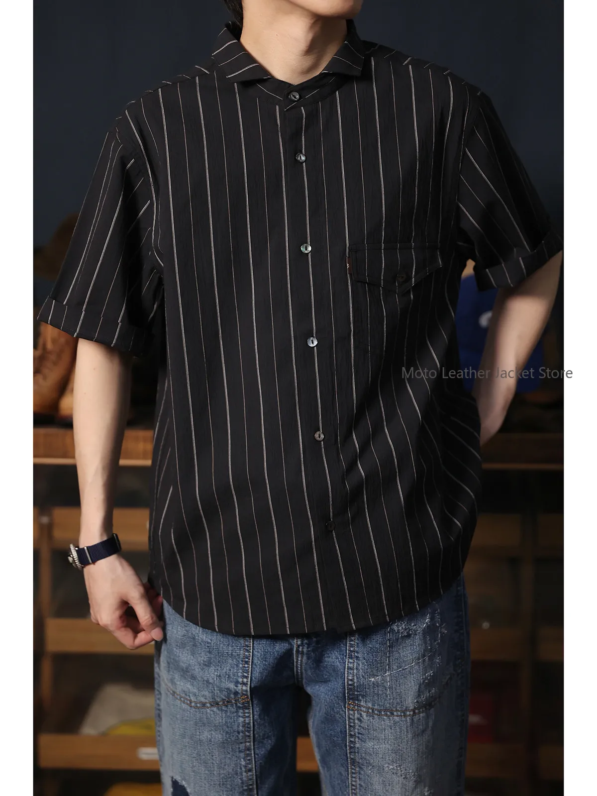 

Secondorder SS24 Vintage Striped French Work Shirt Classic Retro French Style Workwear Shirt