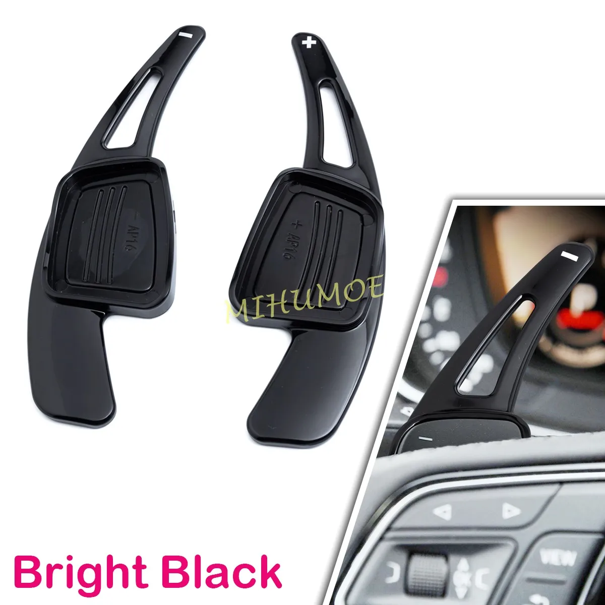 Glossy Black Steering Wheel Paddle Shifter Extension Gear Shift Trims For Audi Q2 Q3 Q5 Q7 Q8 A3 A4 B9 A5 2025 2024 2023 2022