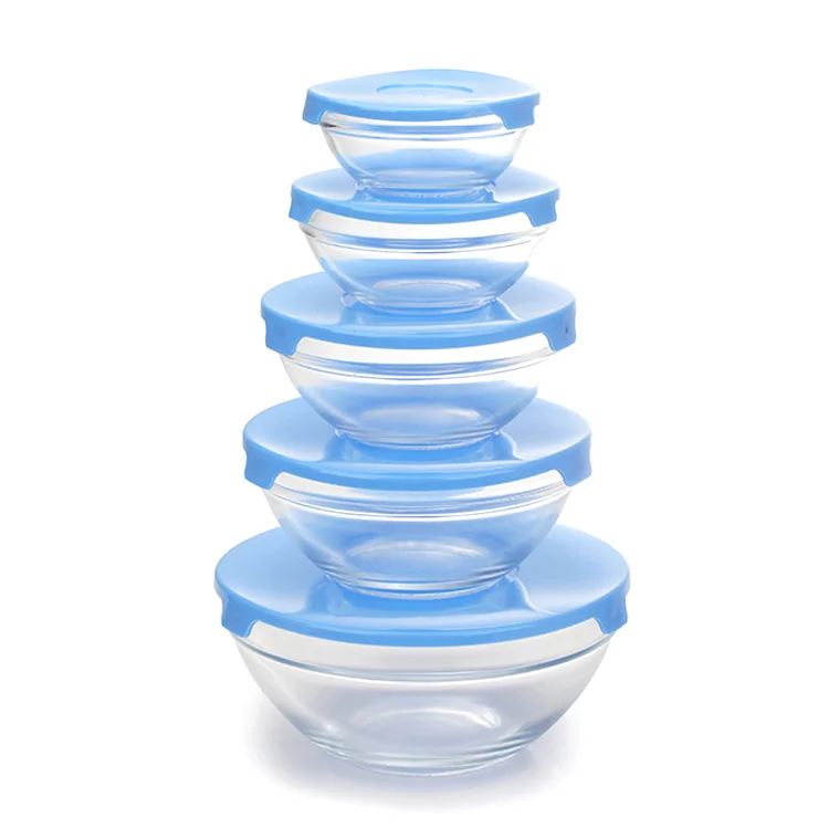 Microwave Safe Qven Safe Round Shape Borosilicate Glass Salad Bowl With PP Lid