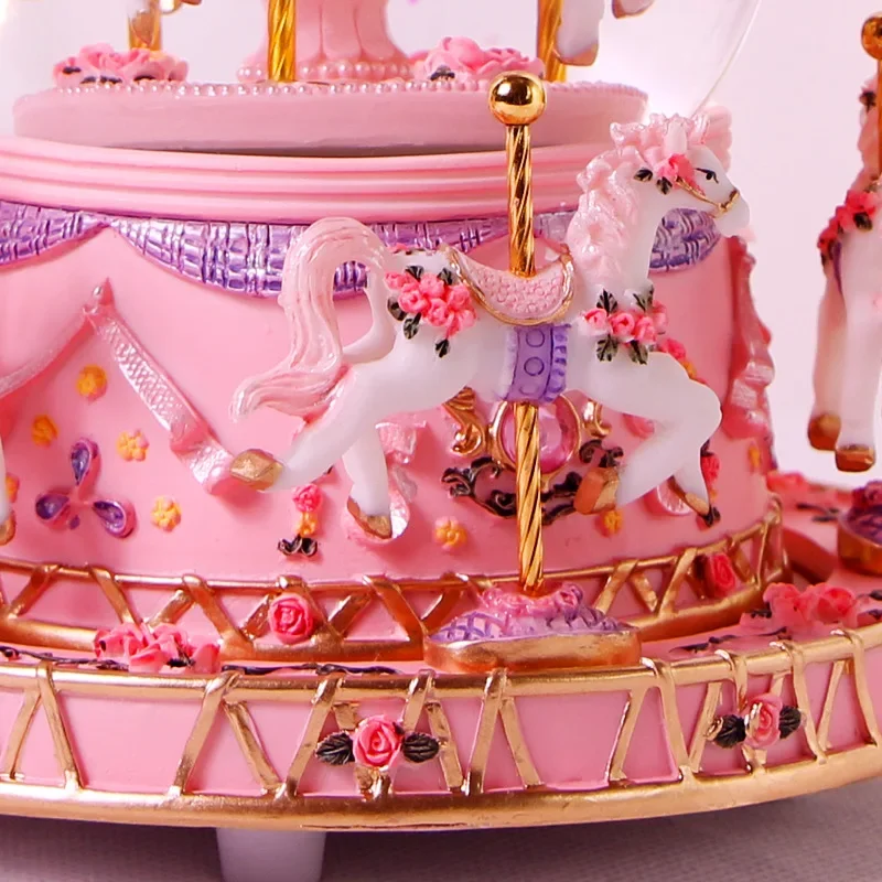 European-style Painted Crystal Ball Music Box Resin Carousel Christmas Gift Carousel Gift for Girlfriend Birthday Music Boxes