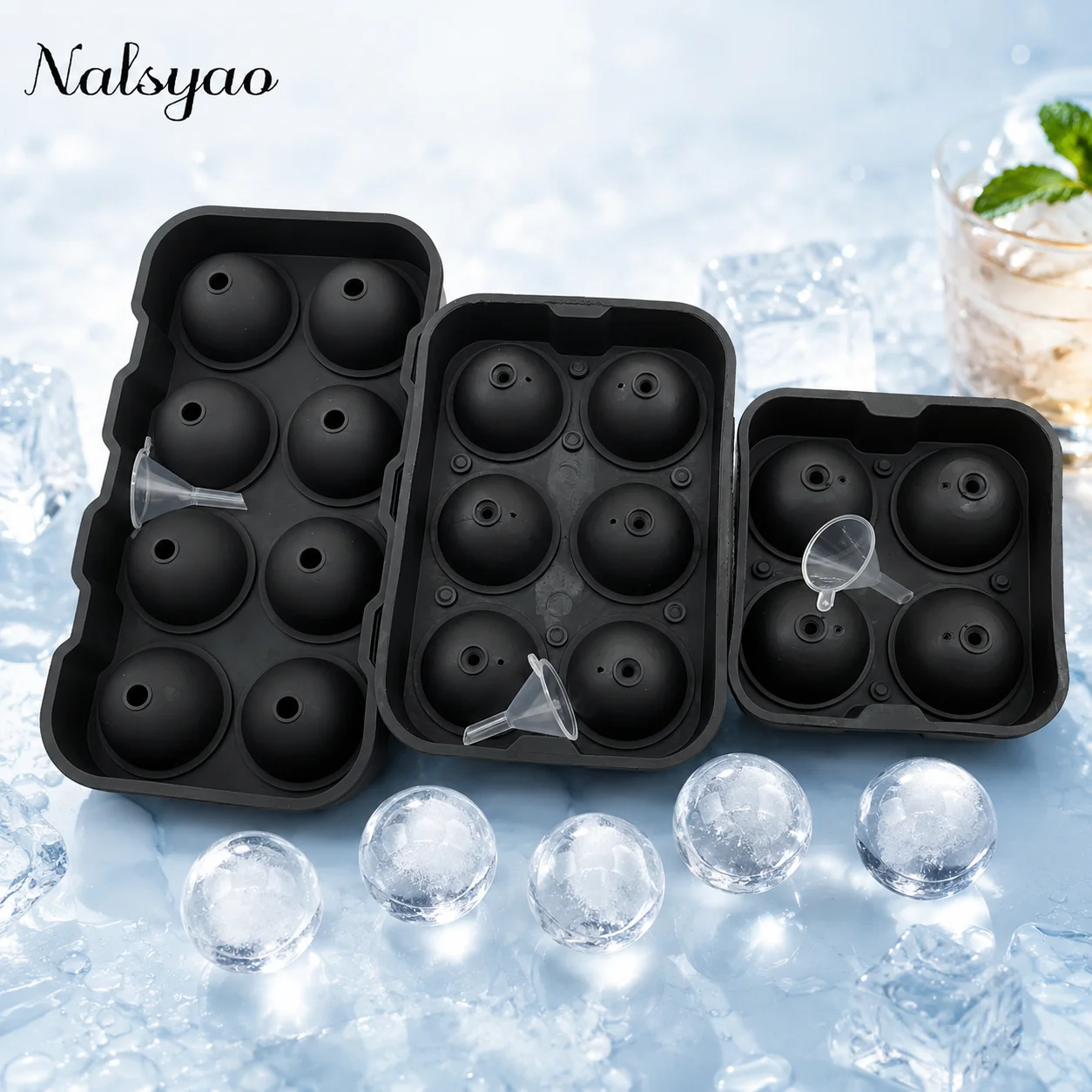 Großhandel Eisform 4/6/8 Gitter Eisball Wiederverwendbare Eisform Ball für Whiskey Eiswürfel Silikon Eiswürfelform Große Eiswürfelform