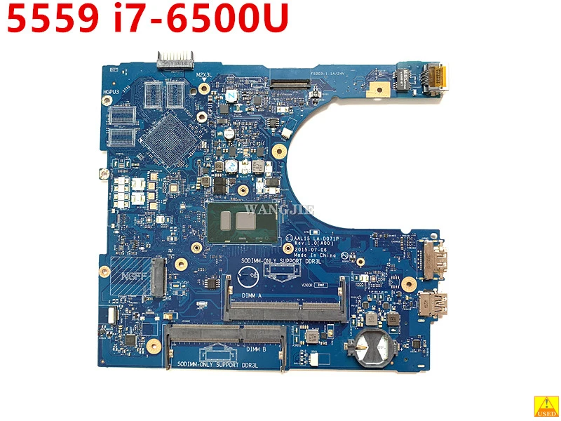 

100% рабочая материнская плата для Dell Inspiron 15 5559, AAL15 LA-D071P RV4XN 0RV4XN CN-0RV4XN с процессором i7-6500U