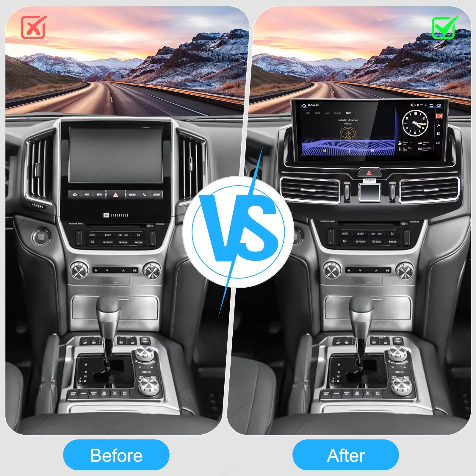 For Toyota Land Cruiser 200 LC200 2016-2021 12.3 inch  Car Radio Multimedia Video player Android 13 GPS Navigation touch screen