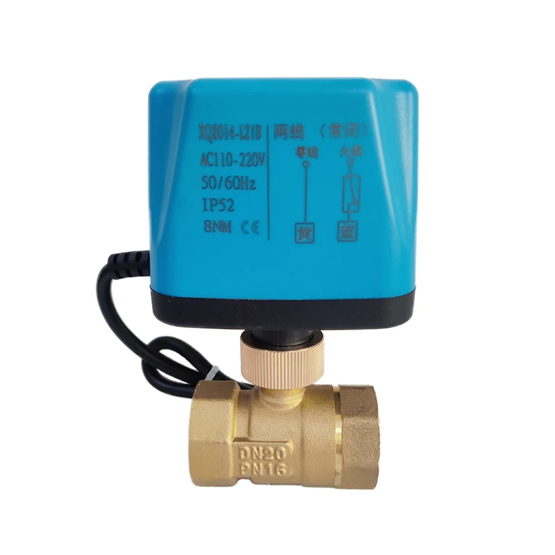 Motorized Ball Valve Brass 2-wire Power-off reset 8 N·m Big Torque 220V 110V 24V 12V AC/DC Alternative Electric Solenoid Valve