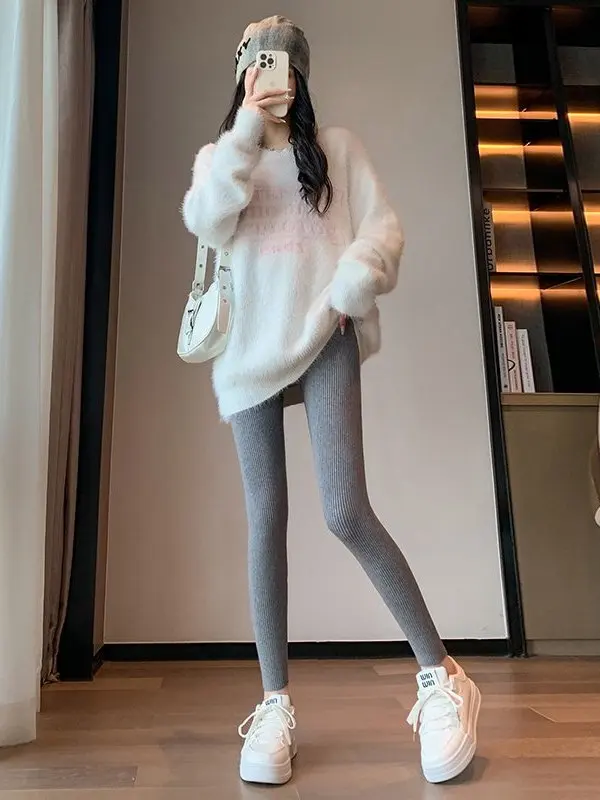 

Рекомендованные Эмили Клуд вязаные утепленные облегающие леггинсы для женщин, осенне-зимние модные повседневные брюки с эластичным поясом