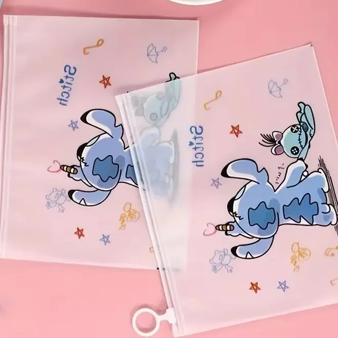 Disney Stitch Cartoon File Bags, Reusable Multi-Purpose Storage Pouches for School Stationery, Home & Cosmetic Storage