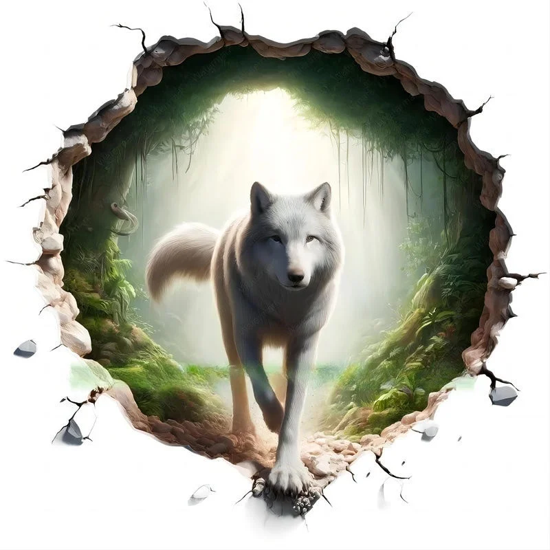 ملصق حائط ذئب أبيض لغرف الأطفال ، ديكور خلفية المنزل ، جدارية ، ورق حائط لغرفة المعيشة ، ملصق مضحك ، E43 #3