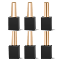 6Pcs 15ml Empty Glass Nail Polish Bottle With Lid Brush Black White Cosmetic Containers Nail Glass Bottles With Brush