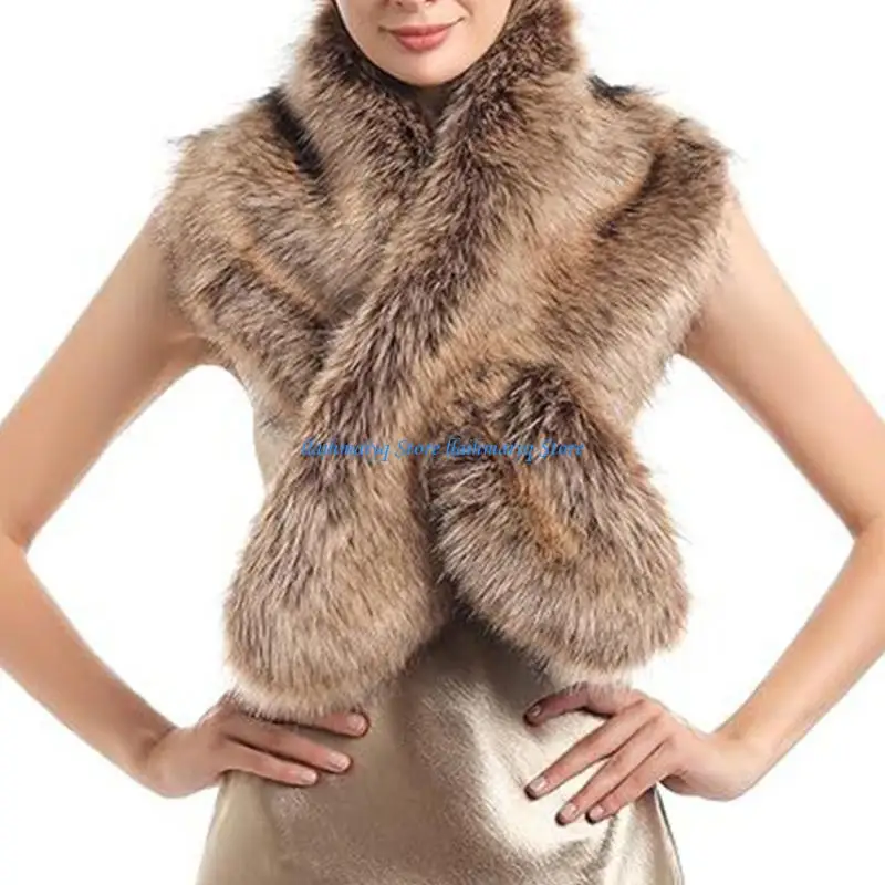 

573B Contemporary Artificial Furs Fashion Scarf Multipurpose Winter Scarf Stole Warm Costume Collar Shrug Essential