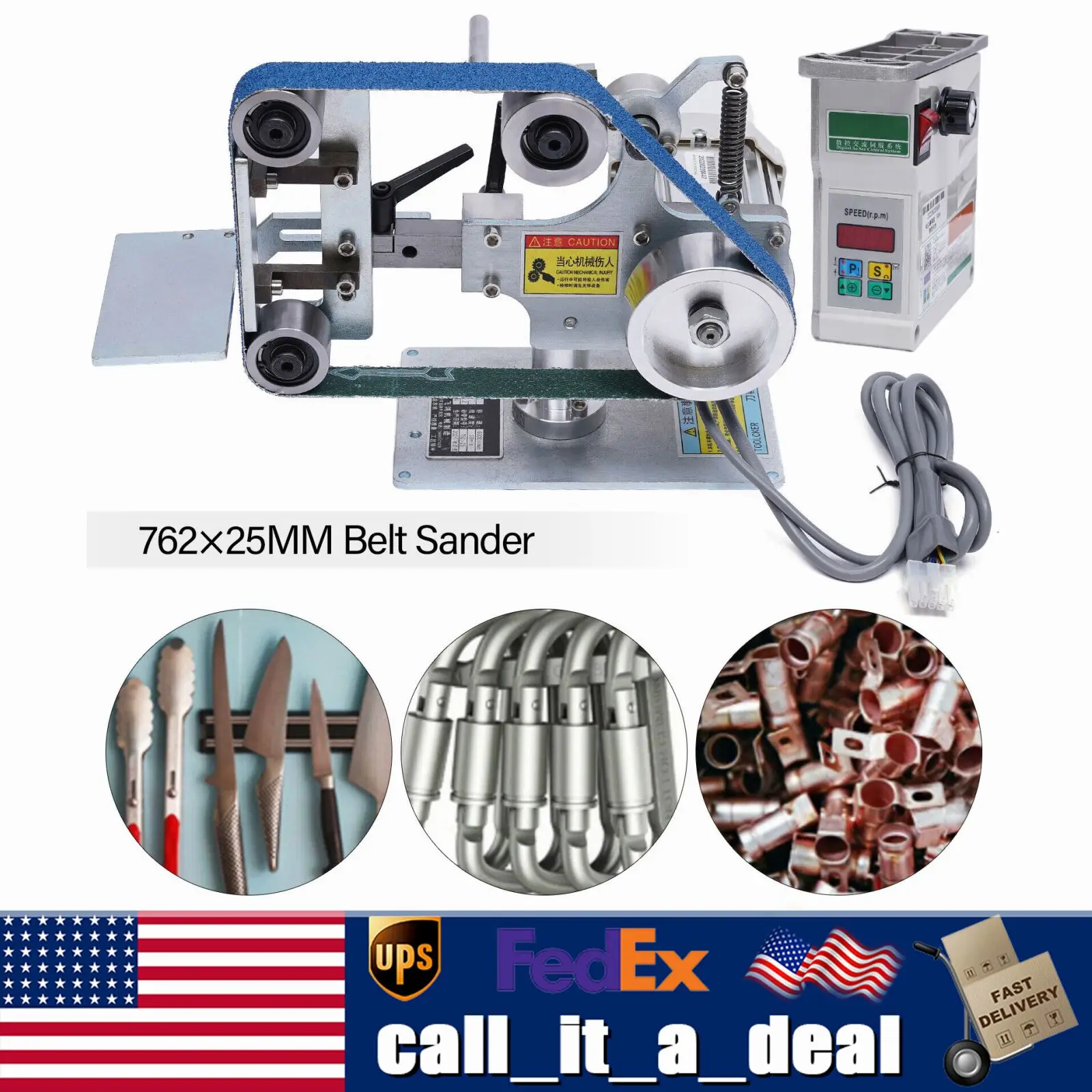 Abrasive Belt Machine 762x25MM Belt Sander Polisher Sharpener Grinder w/ Brushless Motor Small Vertical