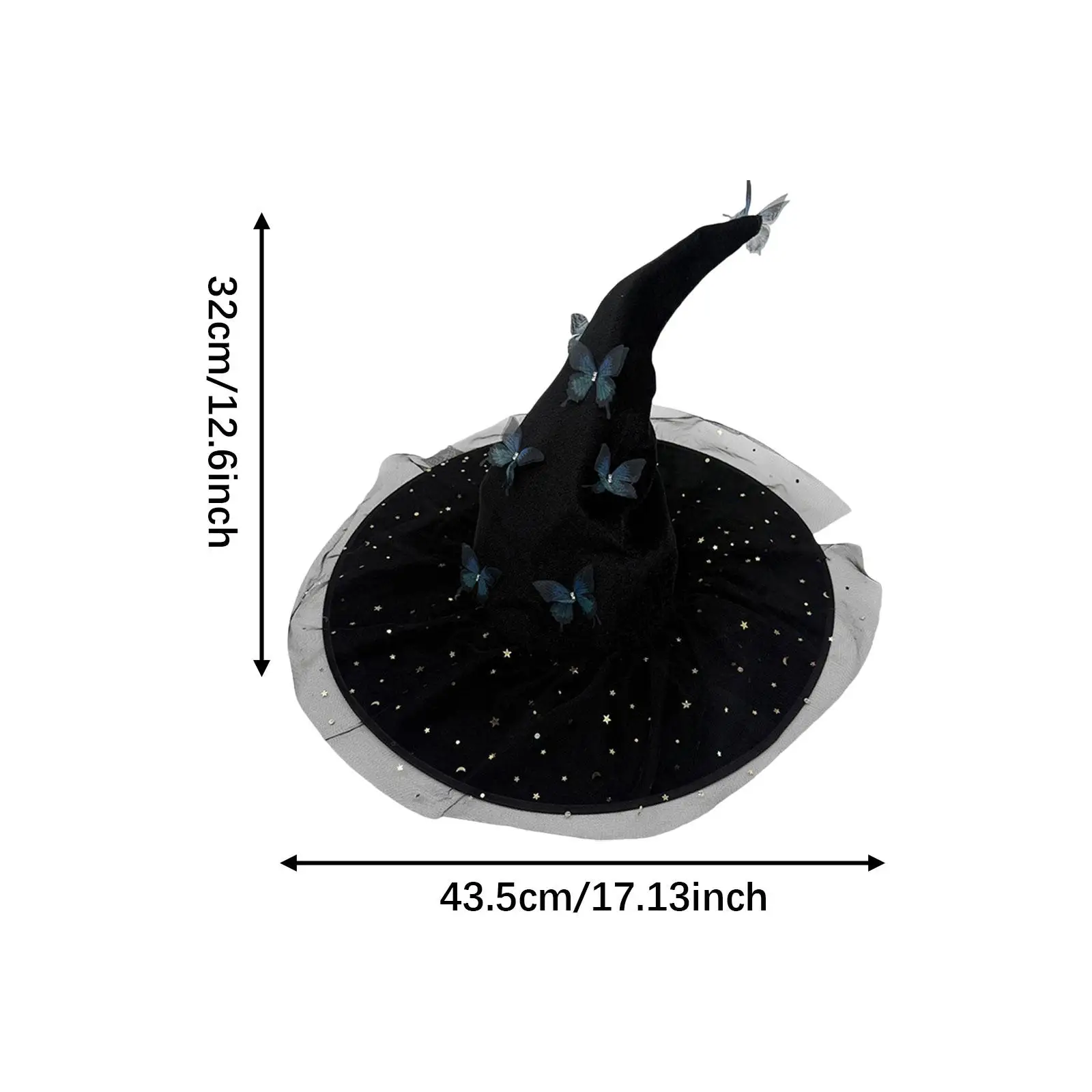 Grande chapéu de bruxa franzido para mulheres homens novidade fantasia masquerade bruxas pontiagudas