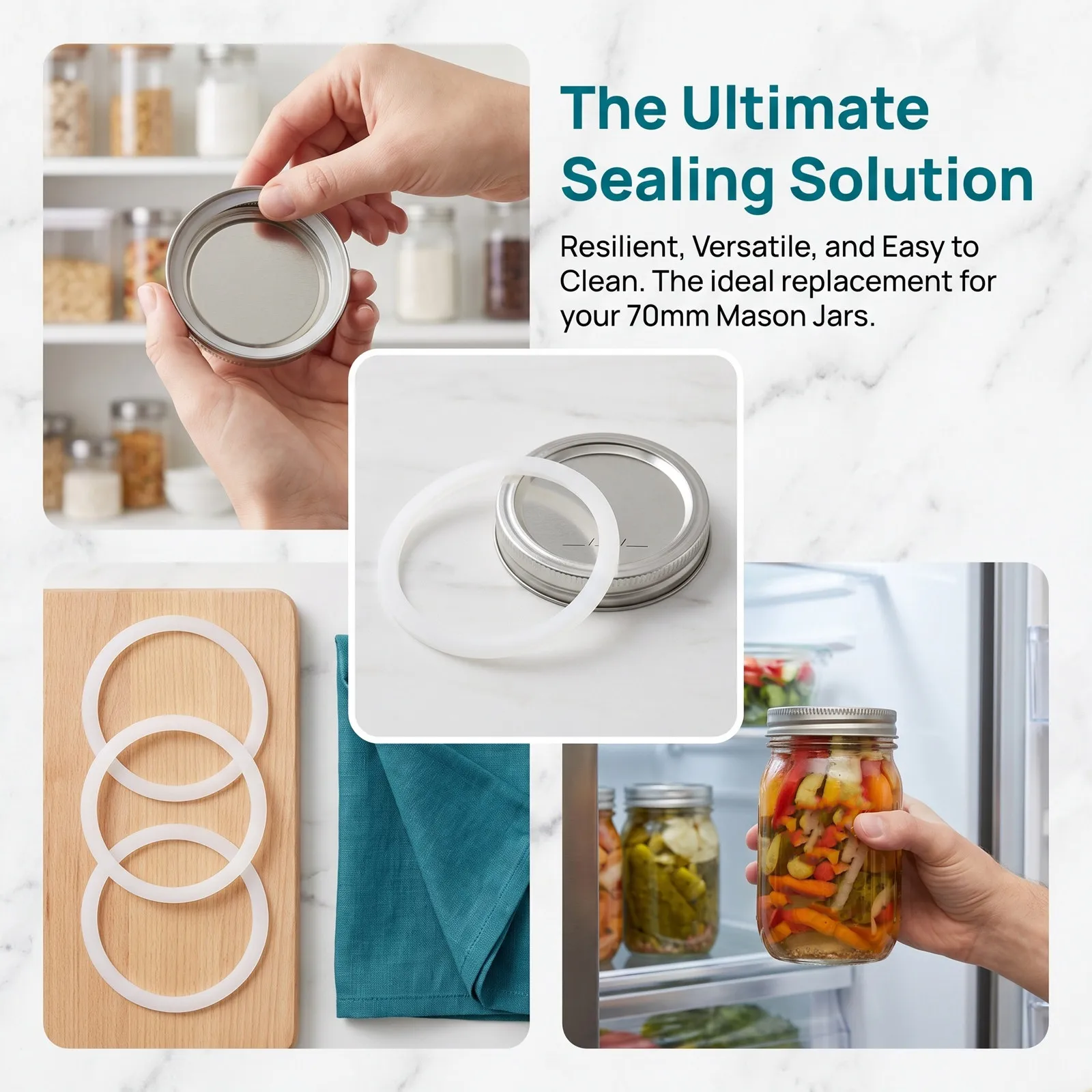 12Pcs Silicone Jar Seal Gasket Replacement for Mason Jars Airtight Leakproof Food Storage Can Seals for Canning Jars