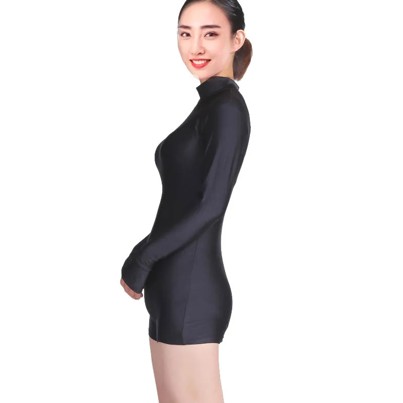 Leotardos de baile de Ballet para mujer adulta, traje de una pieza, unitard recto, ropa de ejercicio de manga larga, monos de gimnasia de secado